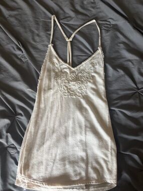Hollister Cream Lace-Front Strappy Tank